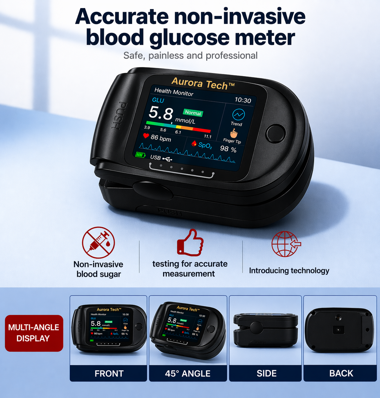 💥Aurora Tech™ Non-Invasive Blood Glucose Monitor | High-Precision 99.9% Accuracy | TGA Certified
